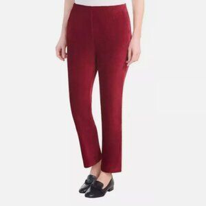 Hilary Radley Red Velvet Pull-On Slim Leg Pants Size M 29" Inseam NWT Holiday